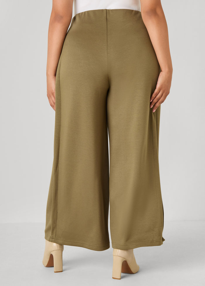Pleated Ponte Wide Leg Pants