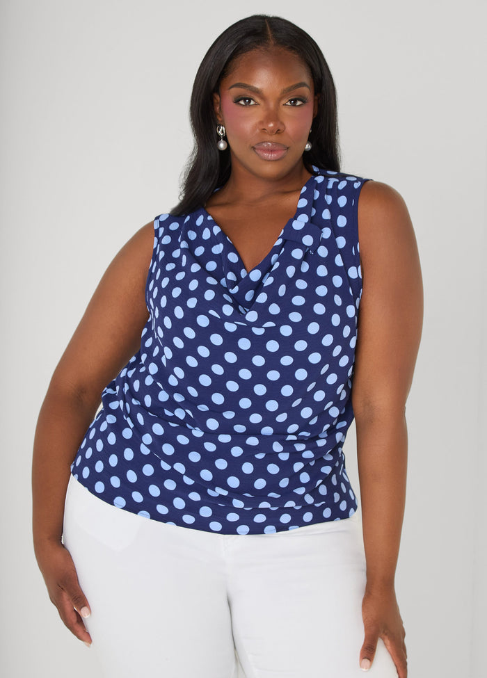 Polka Dot Cowl Neck Top
