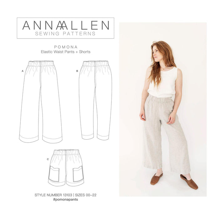Pomona Pants and Shorts - PDF Sewing Pattern Sizes 00-22