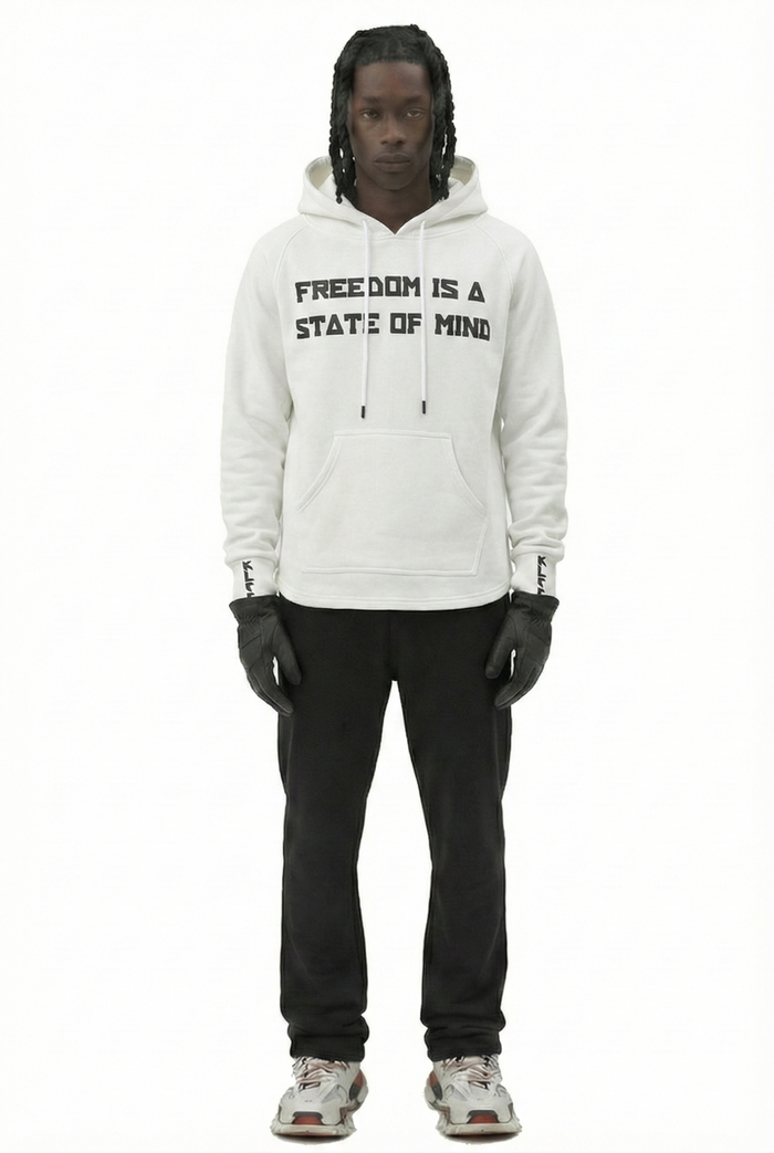 Premium cotton brushed fleece pullover hoodie.