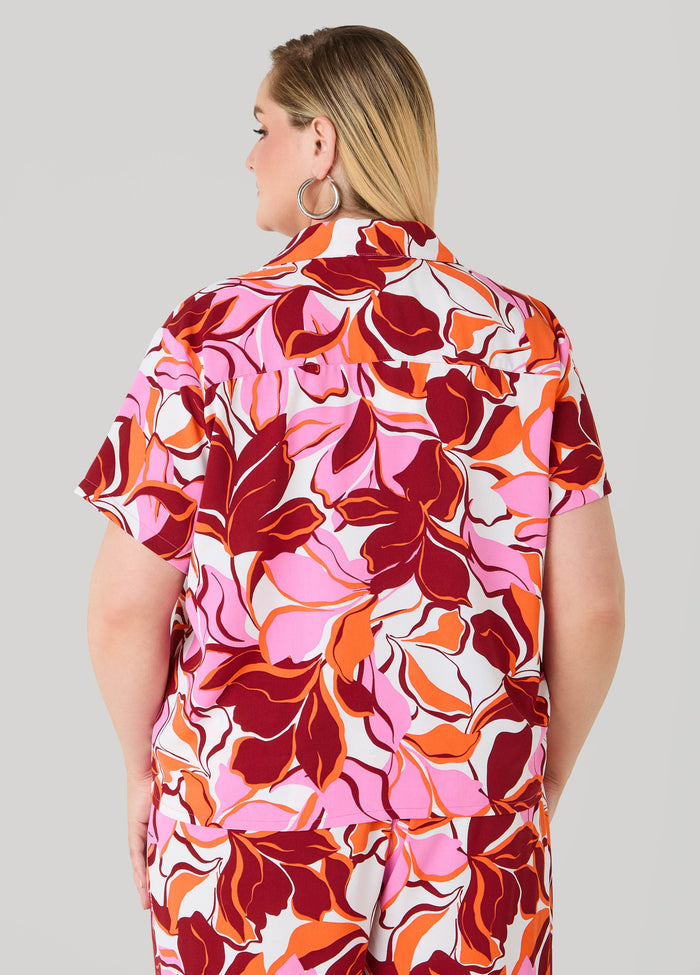 Printed Boxy Cropped Shirt