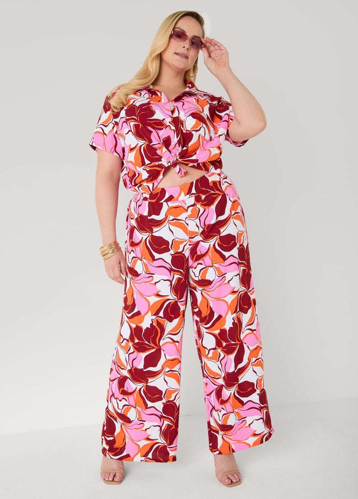 Printed Boxy Cropped Shirt