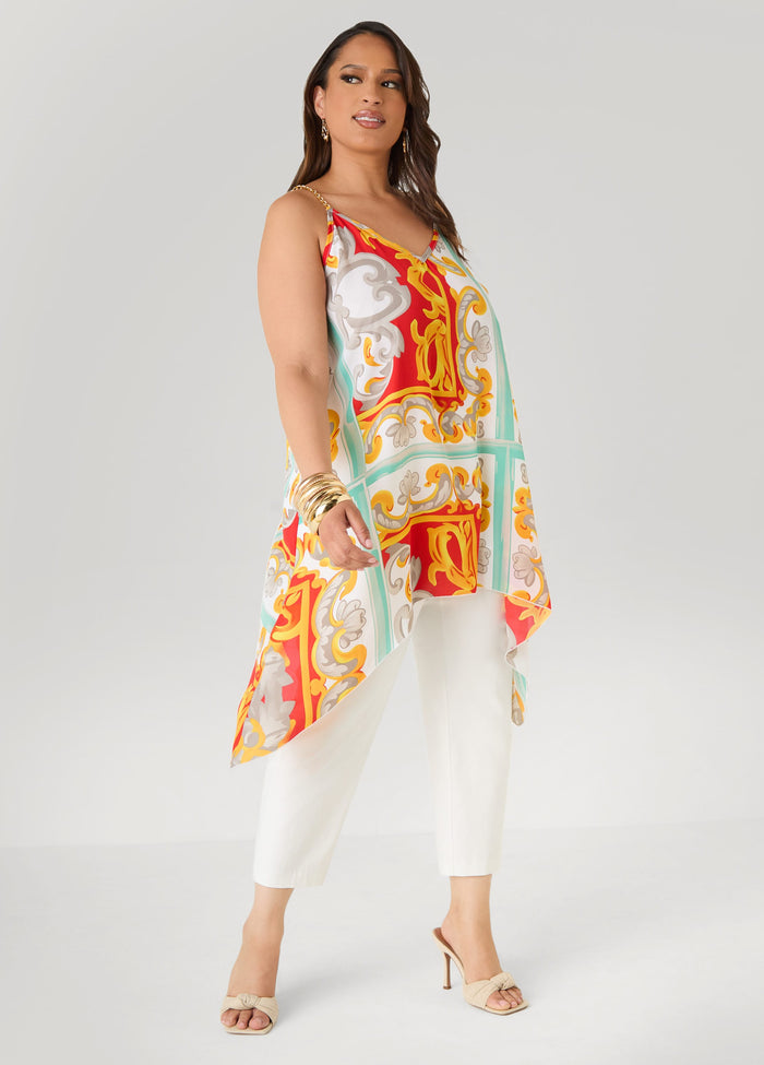 Printed Chain Trimmed Top