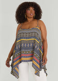 Plus Size Luxe Printed Tank Summer Sleeveless Cutout Top