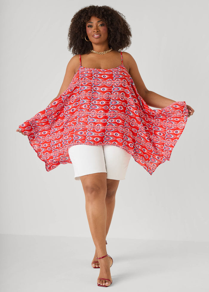 Plus Size Luxe Printed Tank Summer Sleeveless Cutout Top
