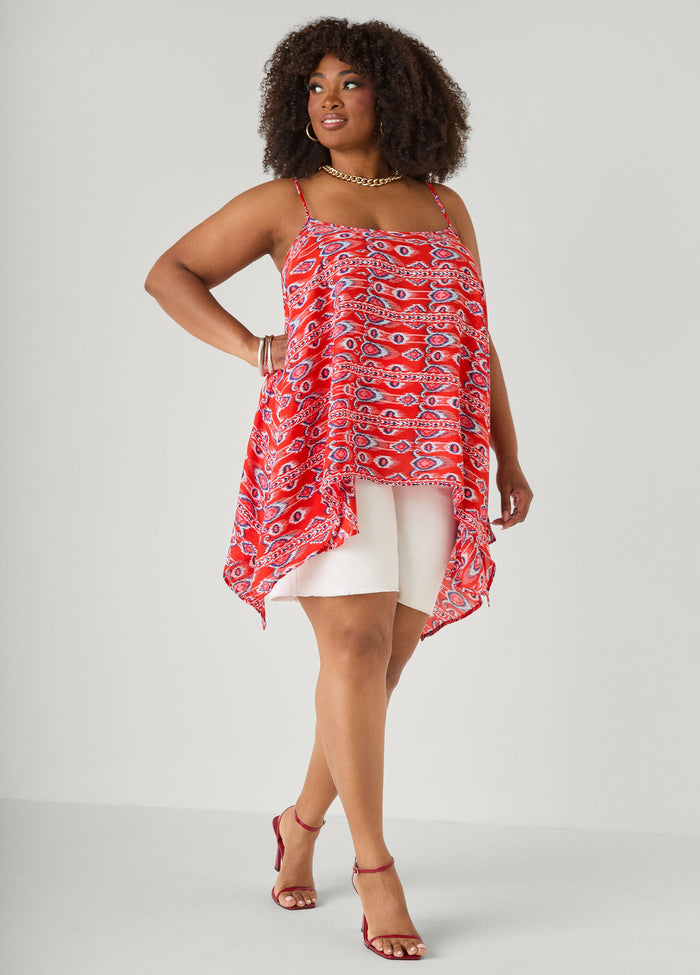 Plus Size Luxe Printed Tank Summer Sleeveless Cutout Top