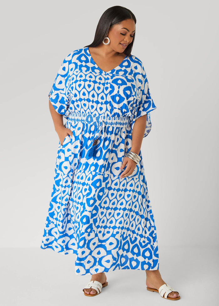 Printed Tie Back Maxi Dress
