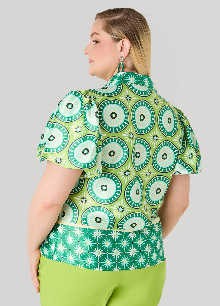 Puff Sleeved Circle Print Shirt