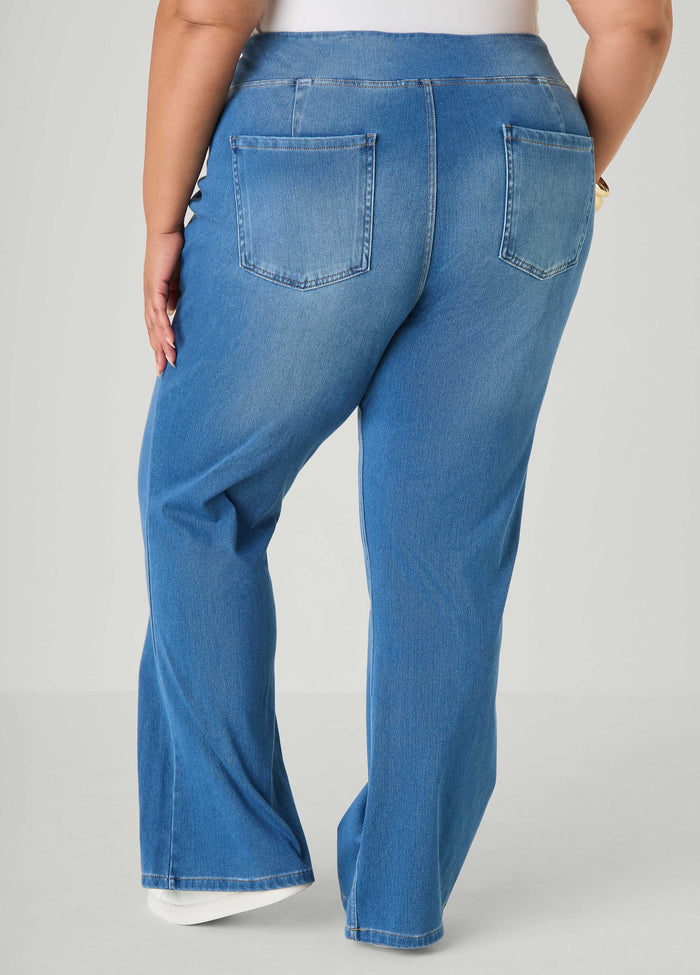 Pull On Flared Denim Jeans