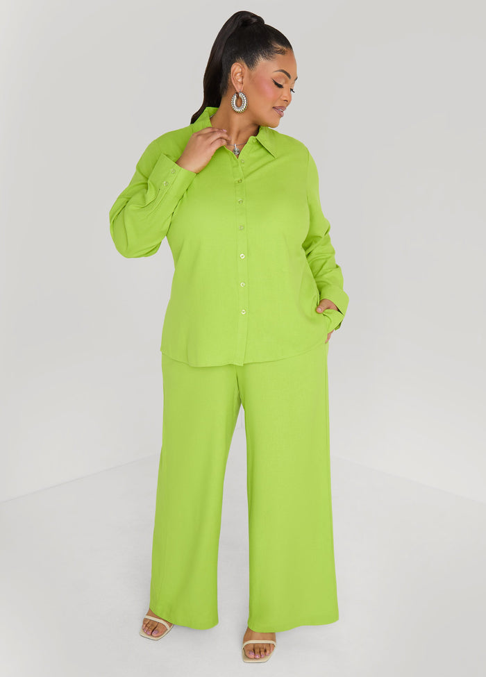 Pull On Linen Blend Pants