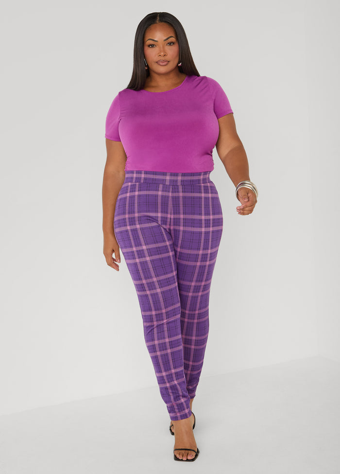 Pull On Plaid Leggings