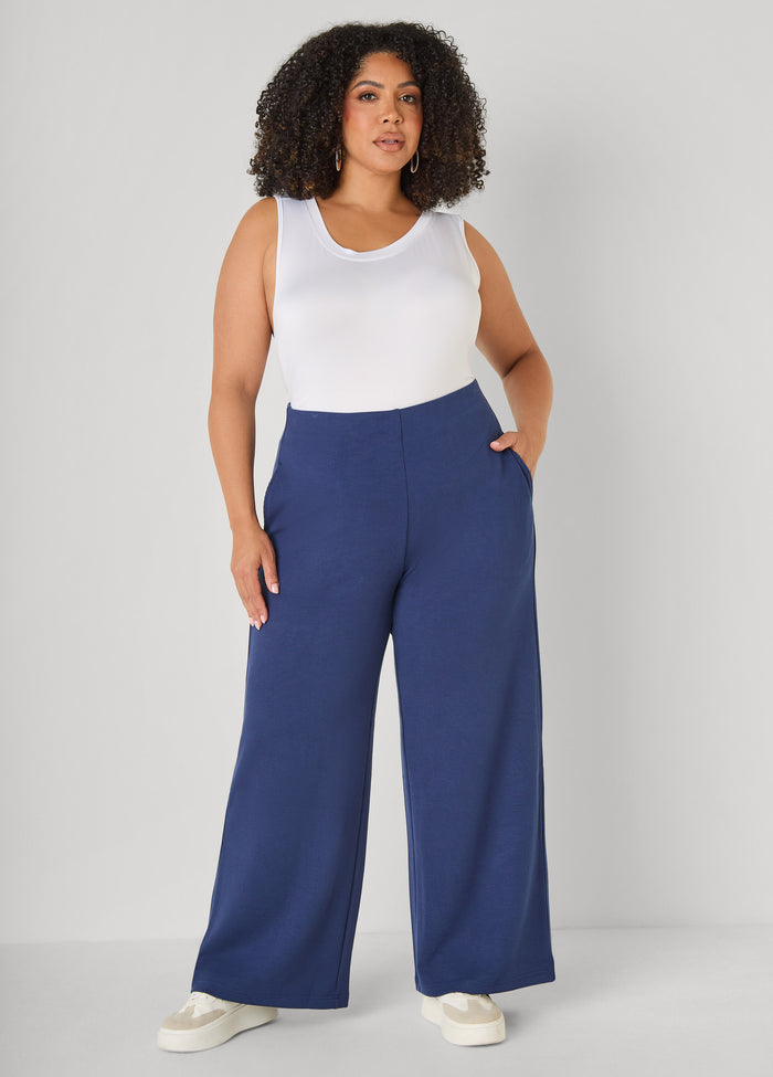 Pull On Ribbed Wide Leg Pants