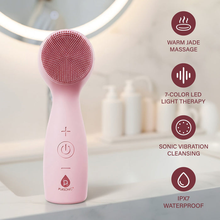 Pursonic 3 In 1 Sonic Facial Cleanser With Heated Jade And LED Light Therapy
