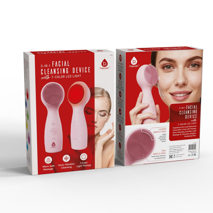 Pursonic 3 In 1 Sonic Facial Cleanser With Heated Jade And LED Light Therapy