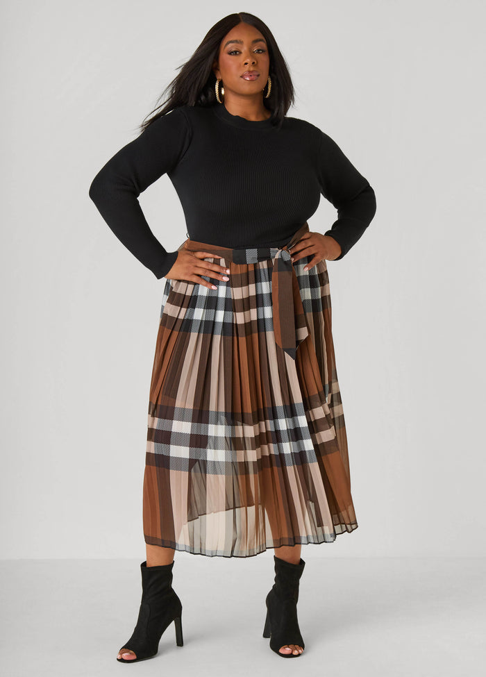 Ribbed And Plaid Maxi Dress
