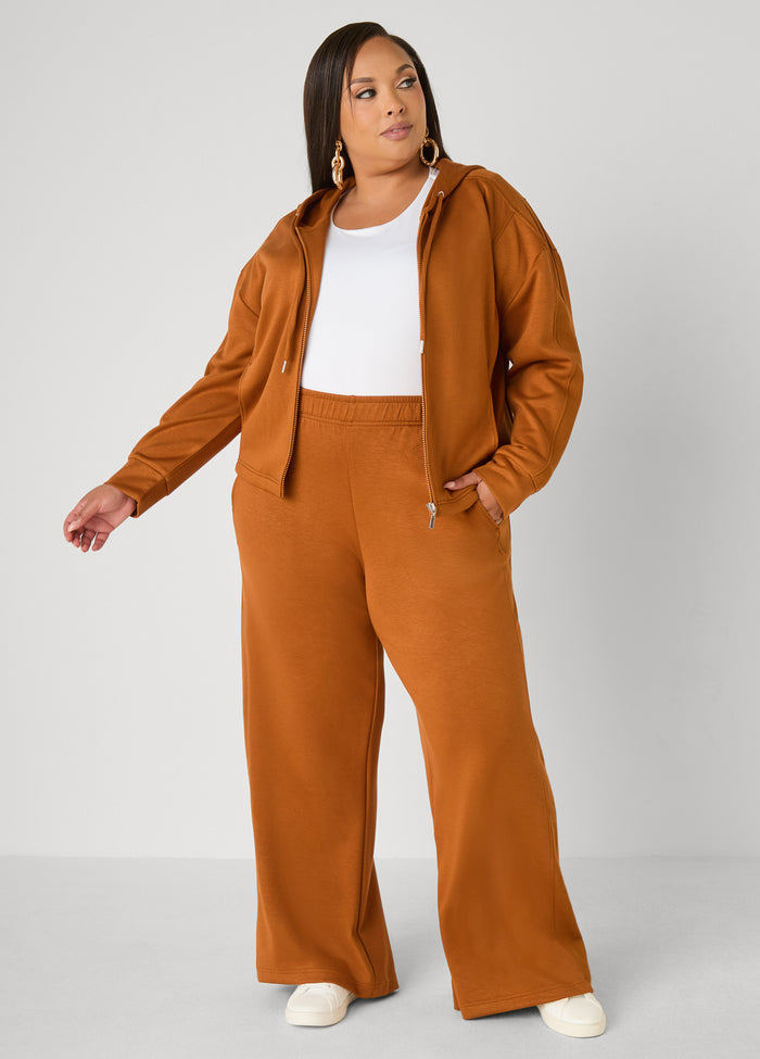 Ribbed Panel Zip Front Hoodie