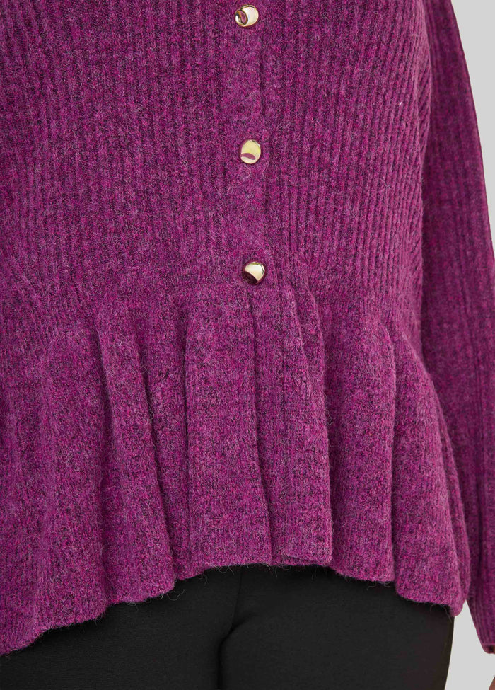 Ribbed Peplum Cardigan