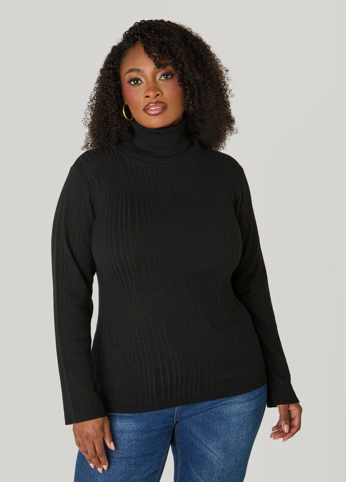 Ribbed Pullover Turtleneck Sweater