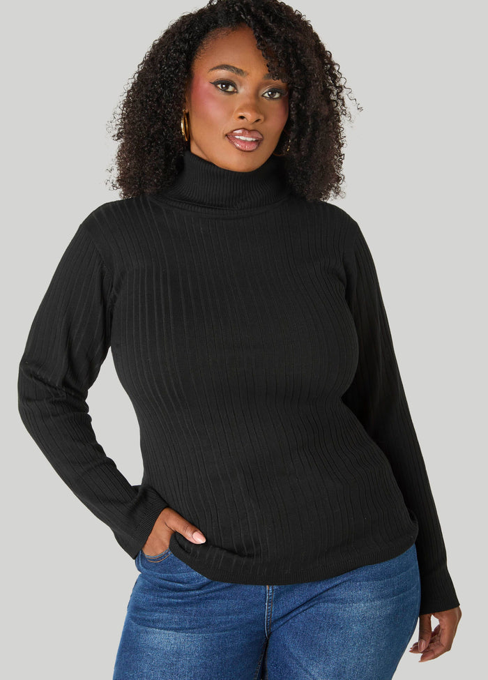 Ribbed Pullover Turtleneck Sweater