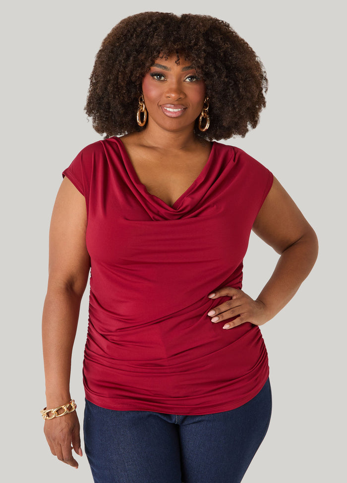 Ruched Cowl Neck Top