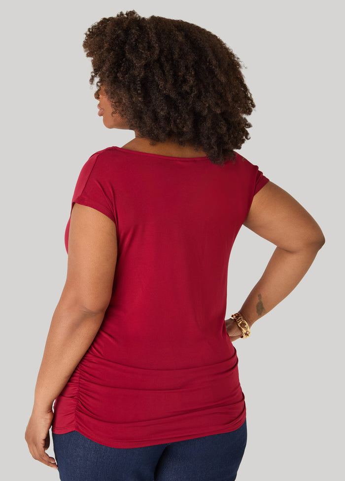 Ruched Cowl Neck Top