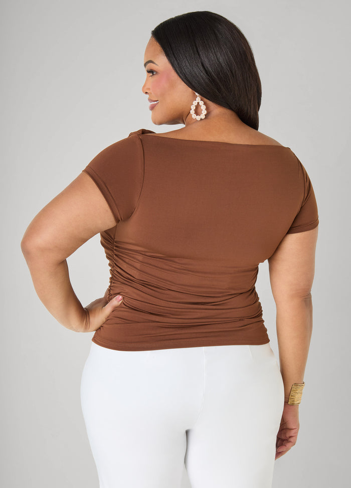 Ruched Cowl Neck Top