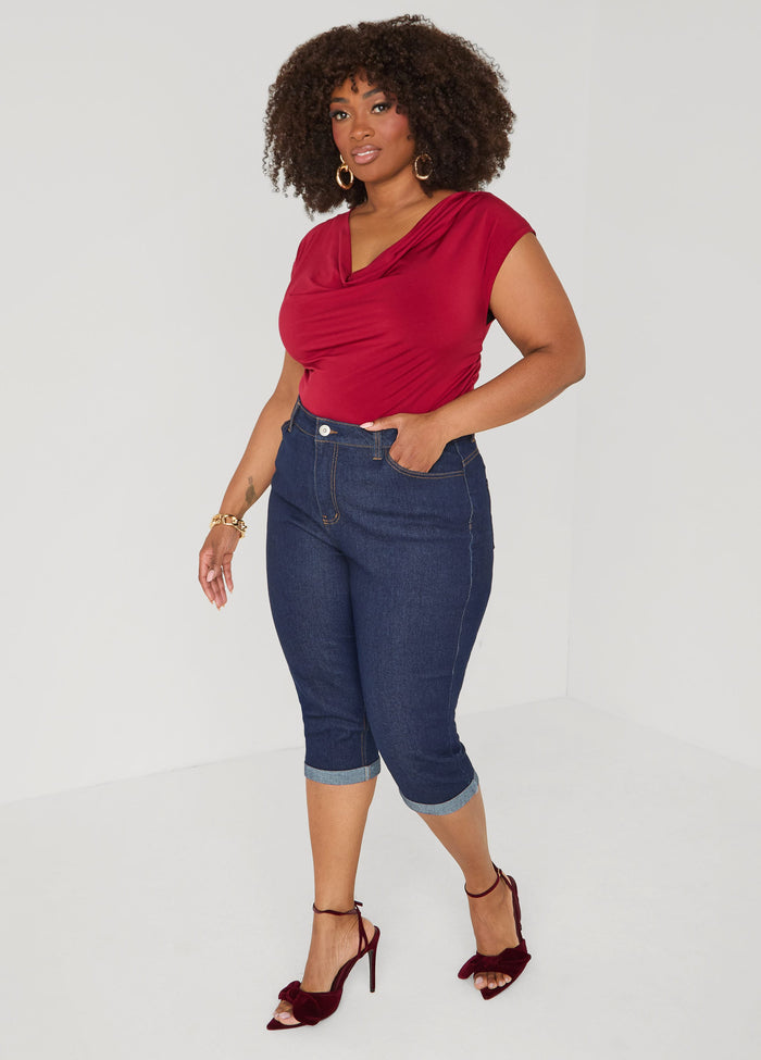 Ruched Cowl Neck Top