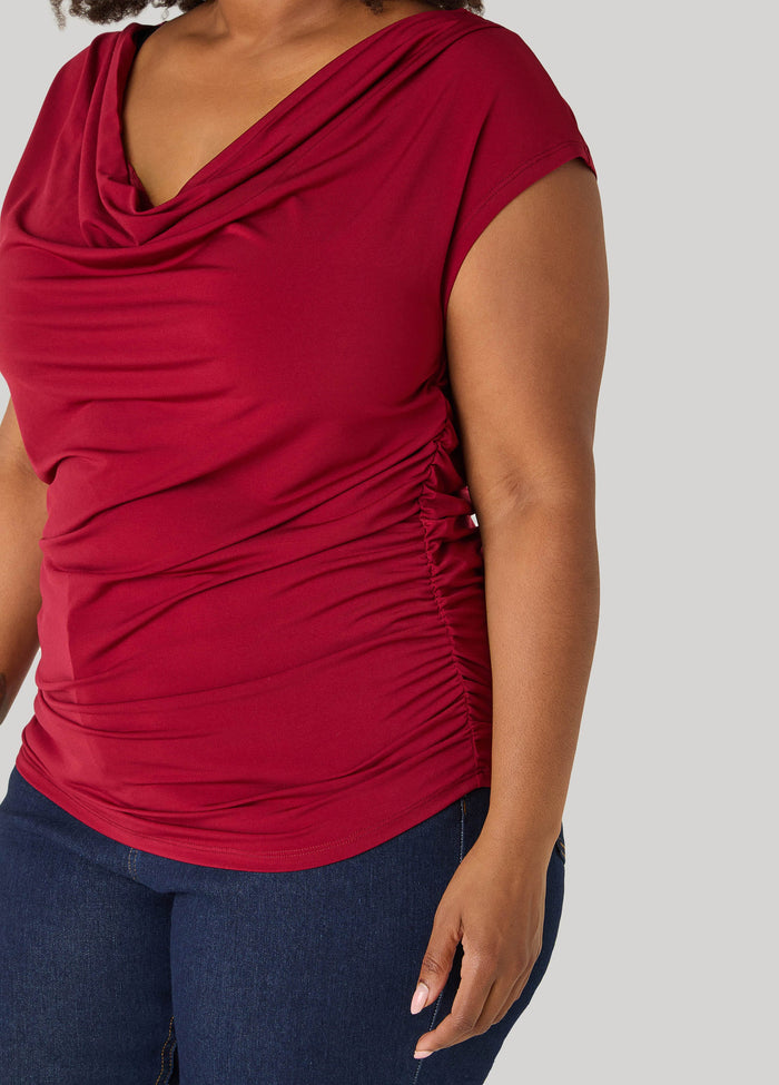 Ruched Cowl Neck Top