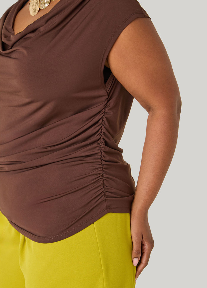Ruched Cowl Neck Top
