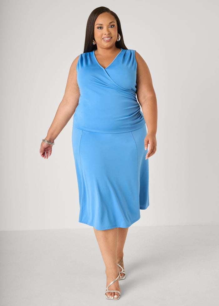 Ruched Faux Wrap Top