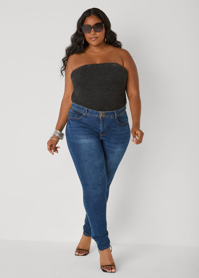 Ruched Metallic Tube Top