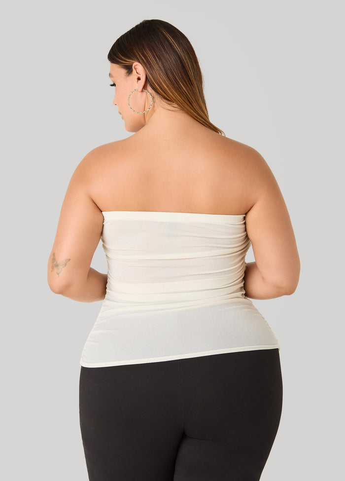 Ruched Metallic Tube Top