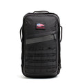 GORUCK Long Range Rucker 4.0 backpack, black, front view, MOLLE webbing, patch