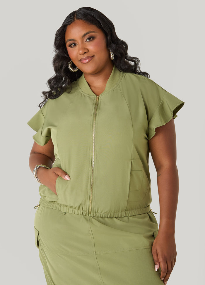 Ruffle Sleeve Track Jacket