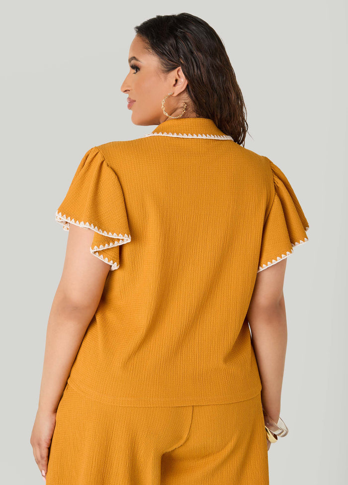 Ruffle Sleeved Textured Shirt
