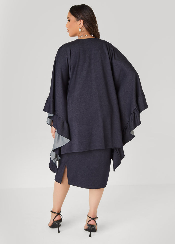 Ruffle Trimmed Denim Kimono