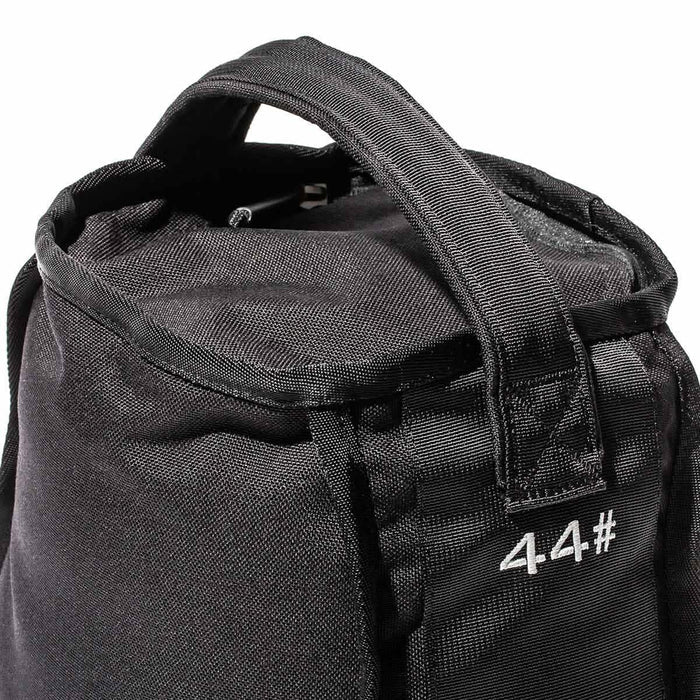 GORUCK black sandbag with sturdy handle and embroidered 44.4# weight marking