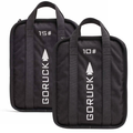 The Sand Ruck Plate Bundle includes two black bags marked 15 and 10, each with handles and arrow designs—essential rucking gear, ideal for use with your favorite ruck plate or sand ruck plate.