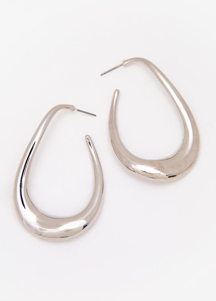 Sculpted Silver Hoop Earrings