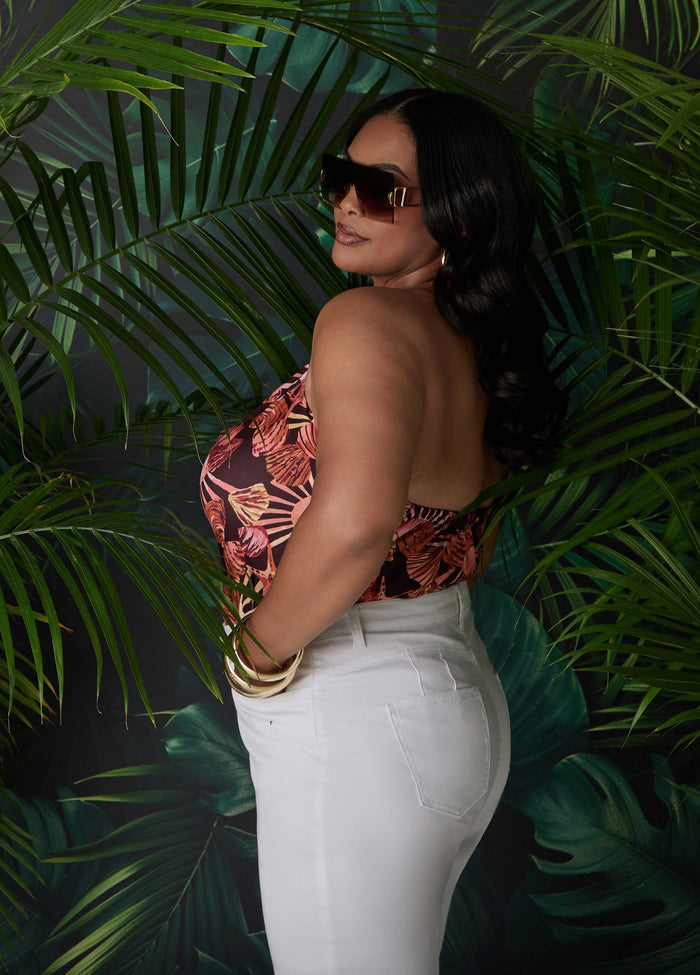 Seashell Print Necklace Halter Top