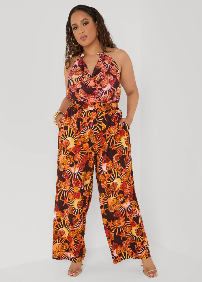 Seashell Print Wide Leg Pants