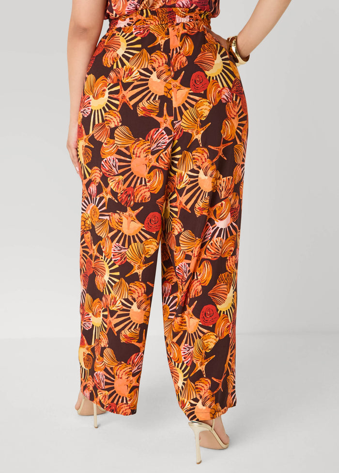 Seashell Print Wide Leg Pants
