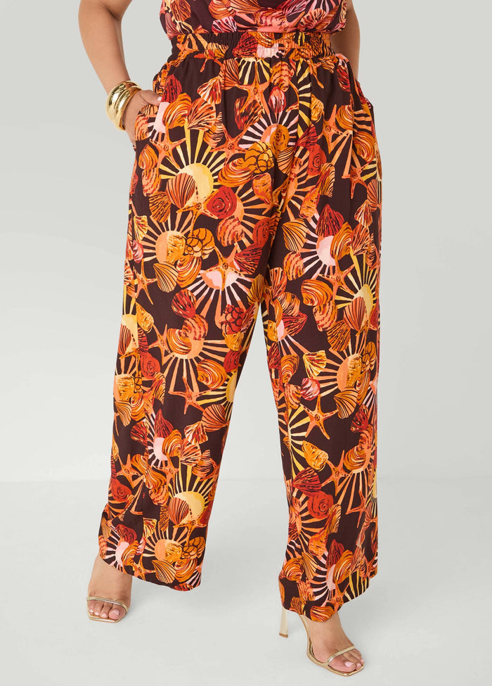 Seashell Print Wide Leg Pants