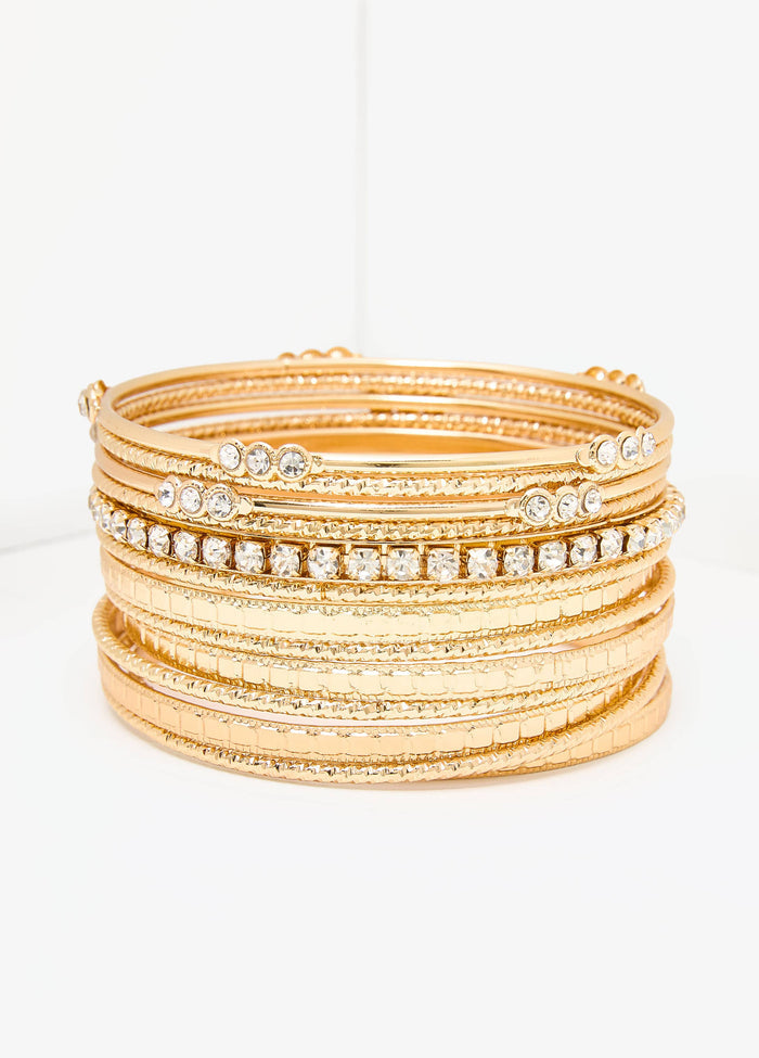 Set Of 13 Gold Tone Bangles