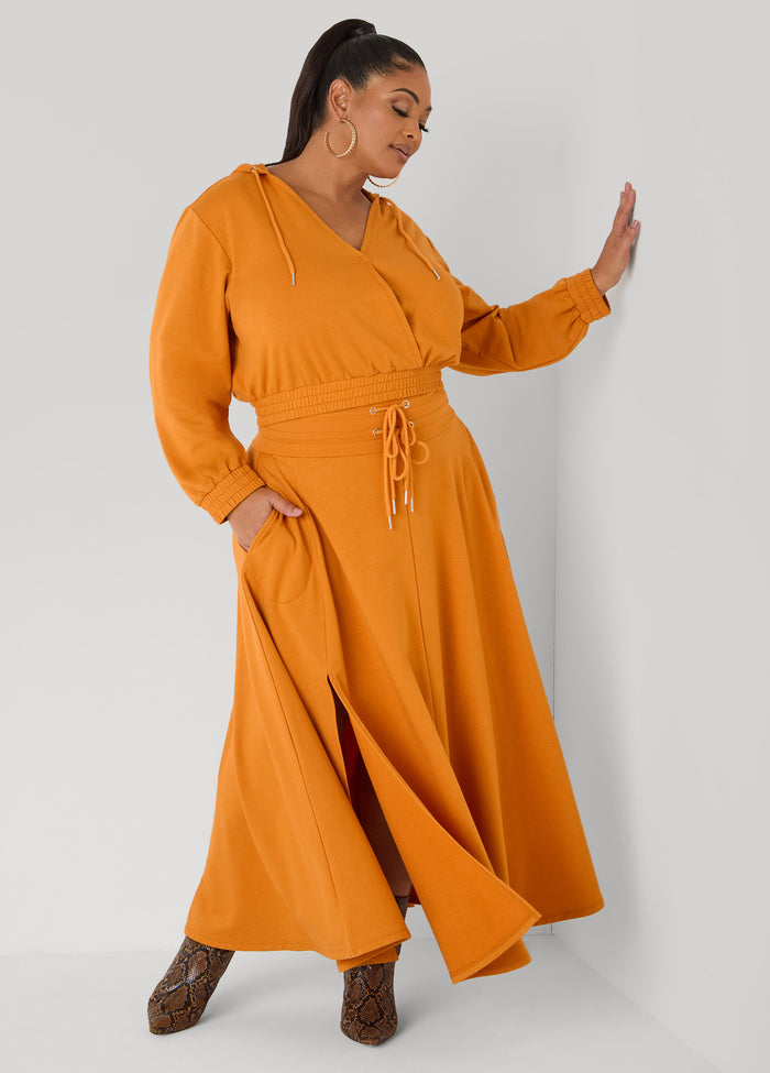Side Split Drawstring Maxi Skirt