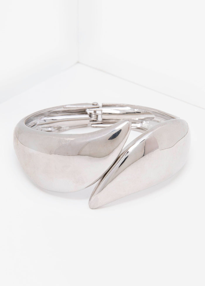 Silver Tone Hinged Cuff