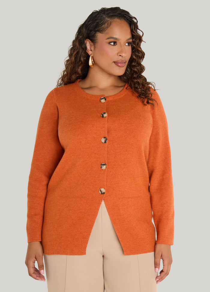 Split Button Front Cardigan