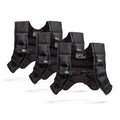 Three black Spy Ruck Bundle weighted vests with adjustable straps, including a women’s Weighted Vest, are arranged in a row on a white background.
