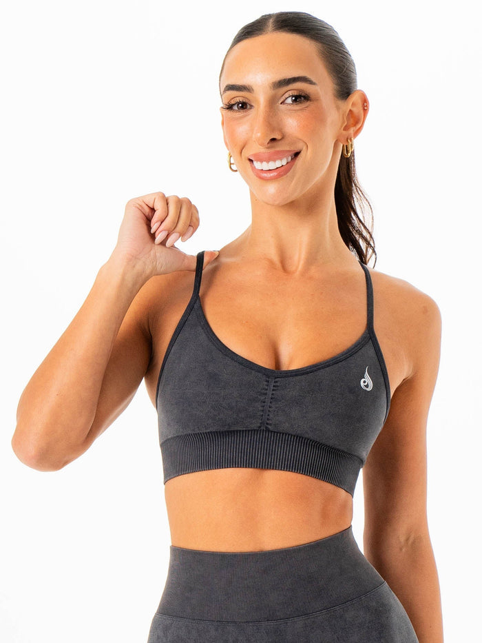 Stonewash Seamless Sports Bra - Charcoal Stonewash Clothing Ryderwear