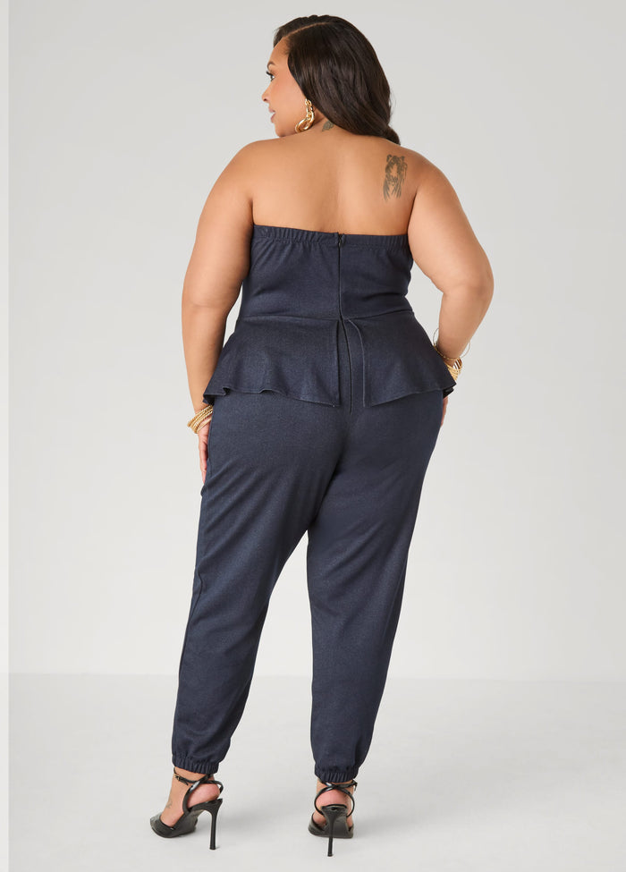 Strapless Denim Jogger Jumpsuit
